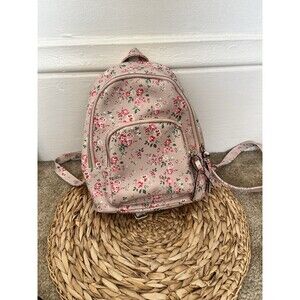 UNDERONESKY MINI BACKPACK Faux Leather PINK FLOWERS Zips Adjustable Straps